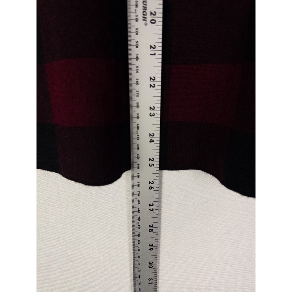 Talbots Merino Wool Cardigan Womens P Black Red Tartan Open Front Casual Knit - Picture 5 of 6